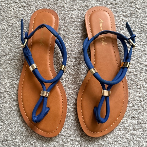 American Eagle Outfitters Shoes - American Eagle Outfitters Blue and Brown Sandals
